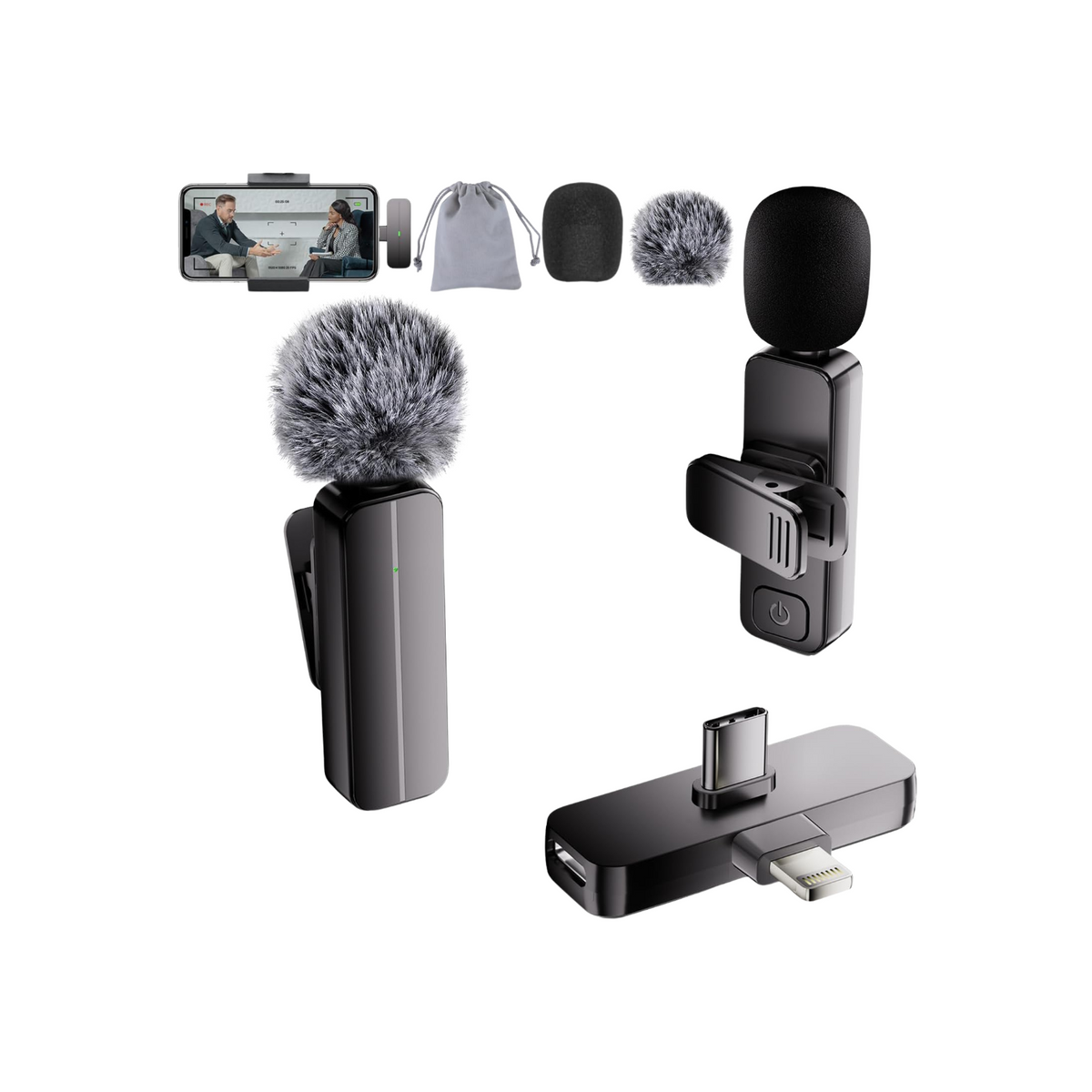 Bulatry 2-Pack Wireless Mini Lavalier Microphone for iPhone, Android Phone