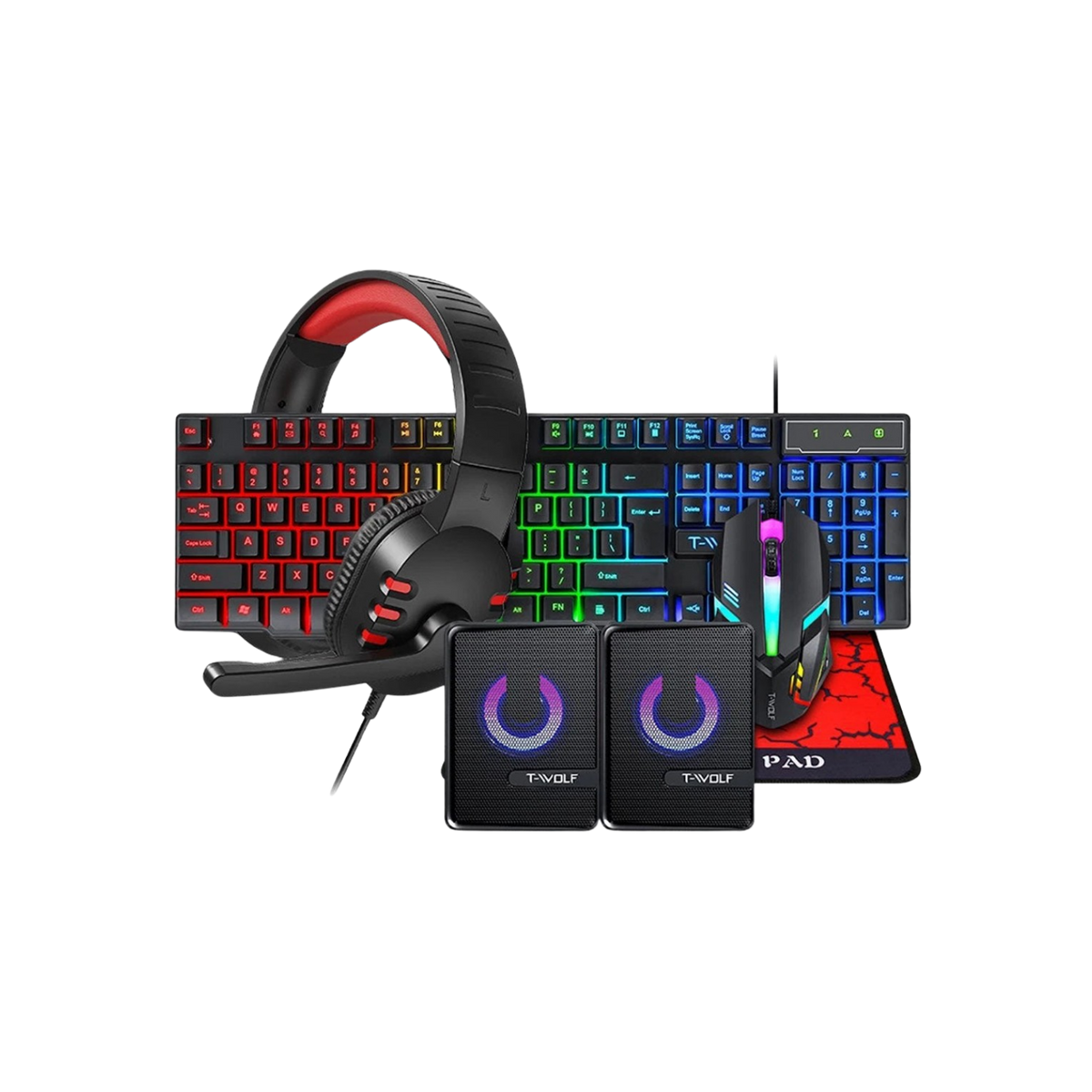Gaming Combo 5 in 1 (keyboard, mouse, speakers, headphone, mat)